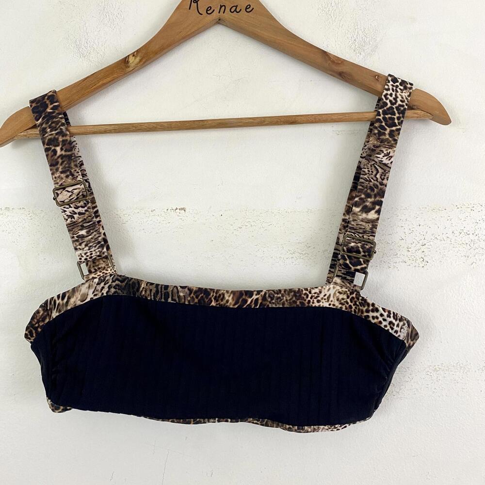 BECCA black with leopard print bikini top sz s